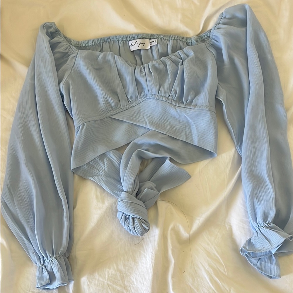 Light Blue Off-Shoulder Women's Top